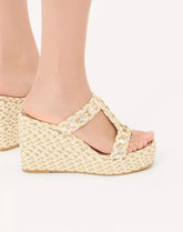 Rockstud Laminated Nappa Wedge Sandal 90 Mm