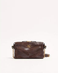Valentino Garavani Panthea Small Shoulder Bag In Suede And Nappa With Chevron Pattern