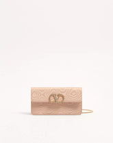 VLogo Signature Chain Wallet In Moiré Fabric With Jewel Logo