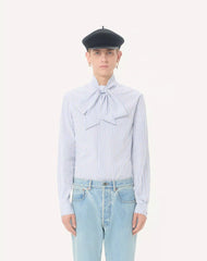 Valentino Cotton Poplin Shirt With Scarf Collar And VLogo Embroidery