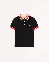 Cotton Piqué Polo Shirt With VLogo Patch