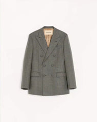 Valentino Double-Breasted Jacket In Mouliné Wool