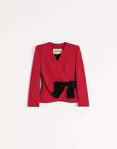 Wool Crepe Jacket With Contrasting Bow