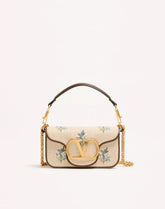 Valentino Garavani Locò Small Linen Shoulder Bag With Embroidery