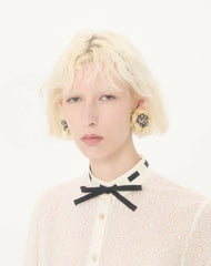 Fleur Lumineuse Earring In Metal, Enamel And Fabric