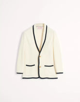 Single-Breasted Wool And Cotton Jacket With Torchon Piping