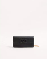 VLogo Signature Grainy Calfskin Wallet With Chain
