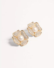 San Fin Metal Earrings With Swarovski® Crystals And Pearls