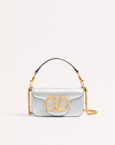 Valentino Garavani Locò Small Shoulder Bag In Laminated Calfskin With Jewel Logo