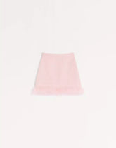 Short Crepe Couture Skirt With Feathers