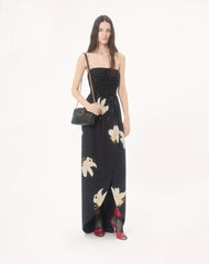 Long Dress In Crepe De Chine Jacquard Apres L'Hiver Lilium