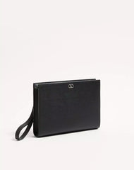Valentino Garavani VLogo Signature Grainy Calfskin Pouch
