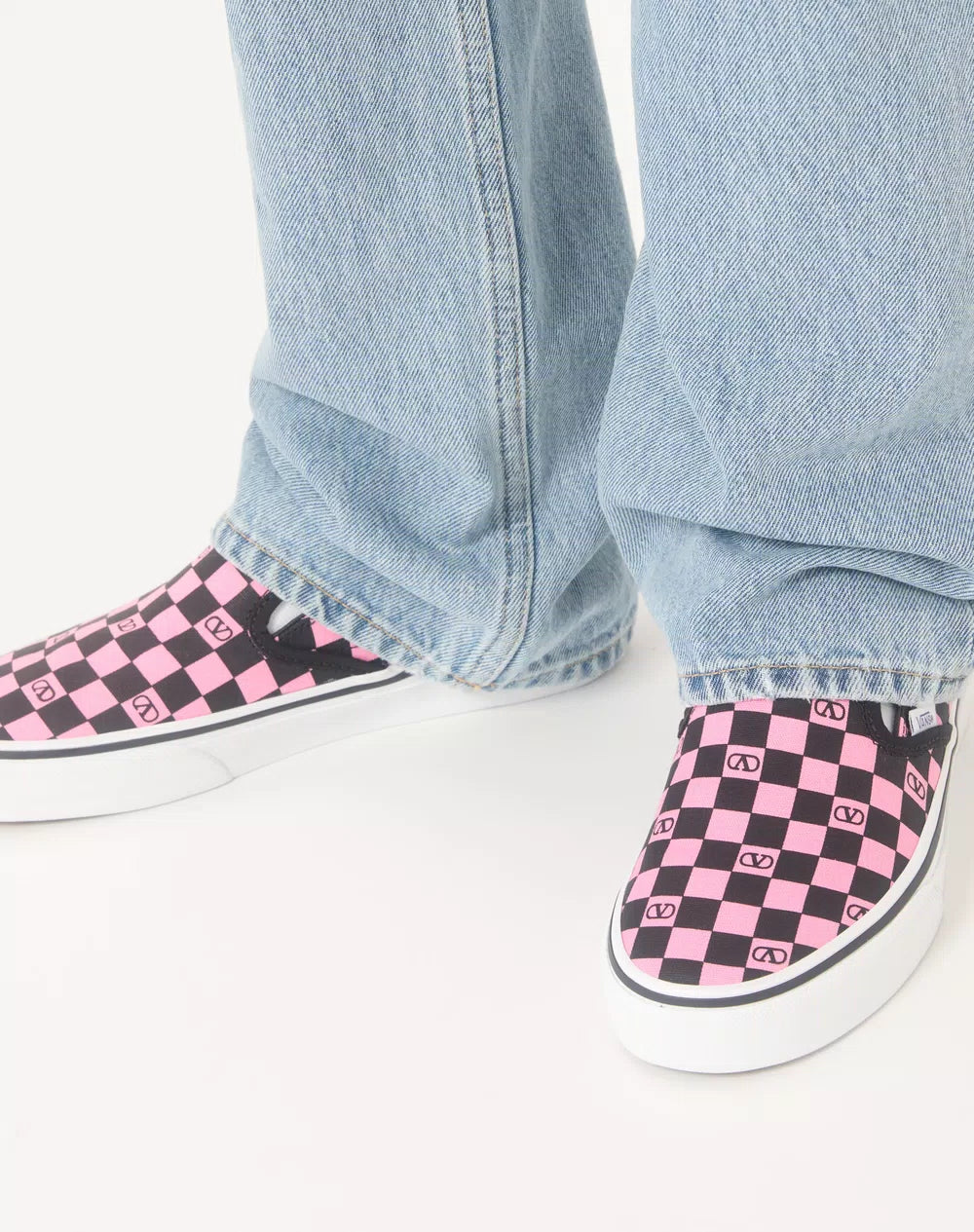 Valentino Garavani And Vans Fabric Slip-On Trainer With VLogo Checkerboard Print
