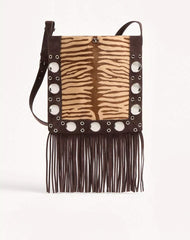 Valentino Garavani NellcÃ´te Shoulder Bag In Animalier Pony-Effect Calfskin With Fringes