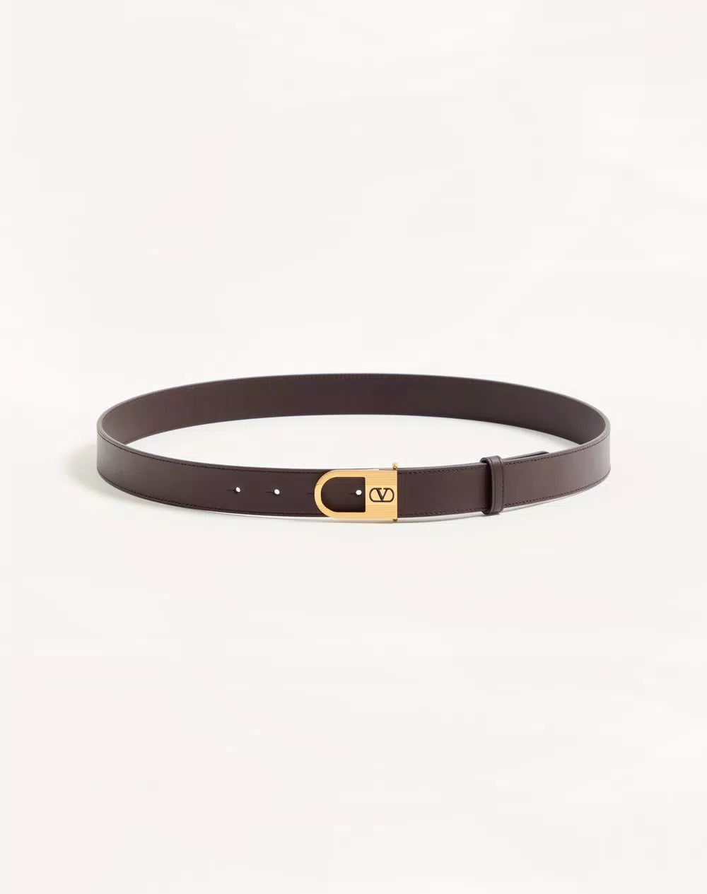 VLogo Signature Belt In Shiny Calfskin 30 Mm With Enamelled Logo Detail