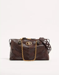 Valentino Garavani Panthea Medium Shoulder Bag In Suede And Nappa With Chevron Motif