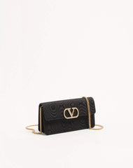 VLogo Signature Chain Wallet In MoirÃ© Fabric With Jewel Logo
