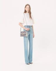 Valentino Garavani Rockstud Small Shoulder Bag In Woven Fabric