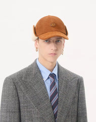 Valentino Garavani VLogo Signature Baseball Cap In Suede And Sheepskin