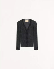 Lurex Knitted Cardigan With Lace