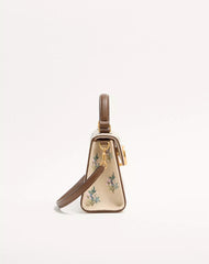 Valentino Garavani Vsling Small Handbag In Linen With Embroidery
