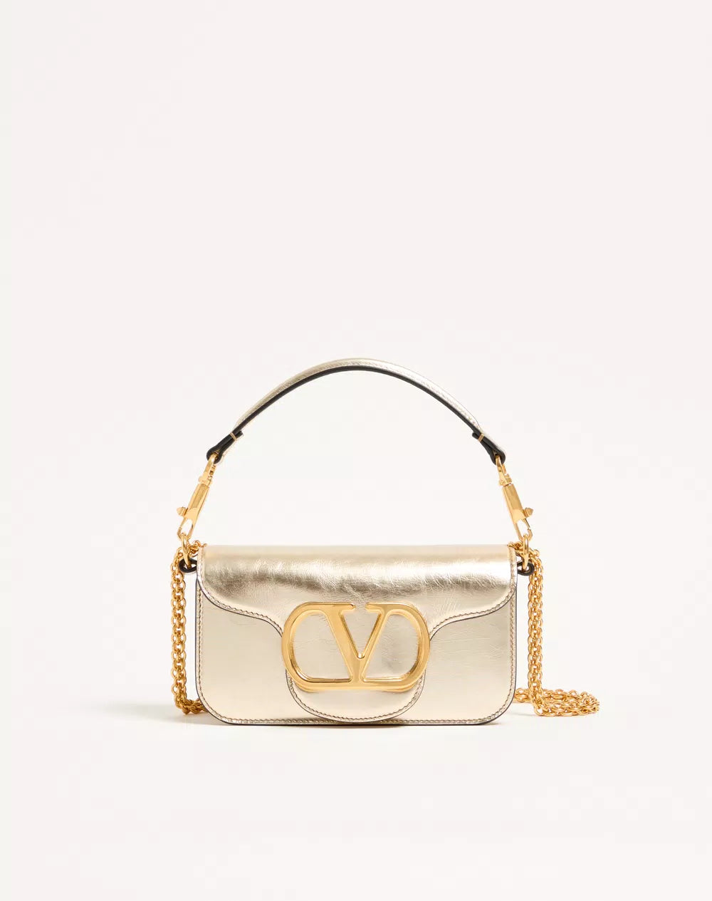 Small Valentino Garavani LocÃ² Metallic Calfskin Shoulder Bag