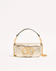 Small Valentino Garavani LocÃ² Metallic Calfskin Shoulder Bag