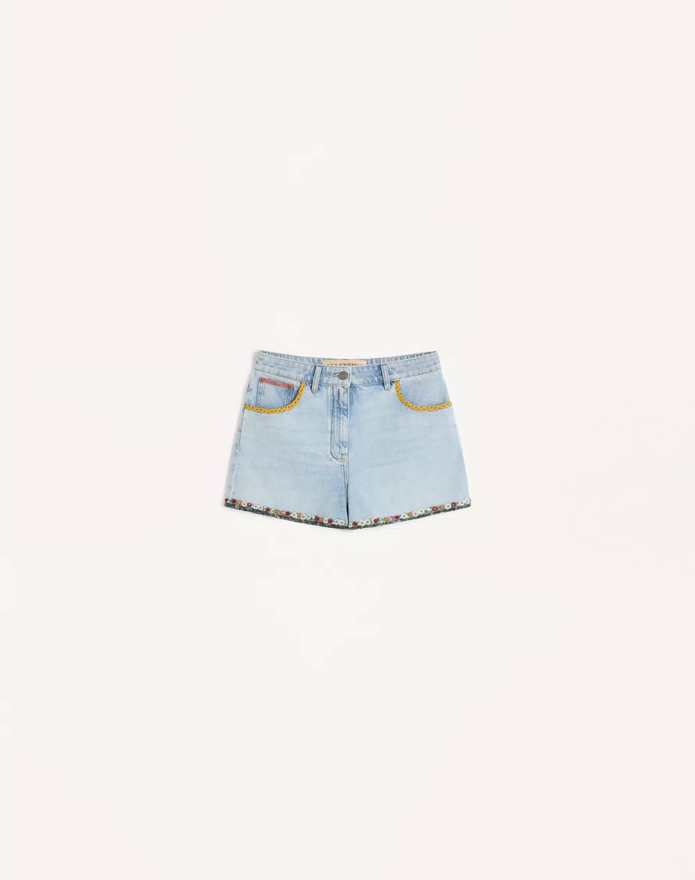 Embroidered Denim Shorts