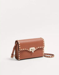 Small Rockstud Grainy Calfskin Crossbody Bag