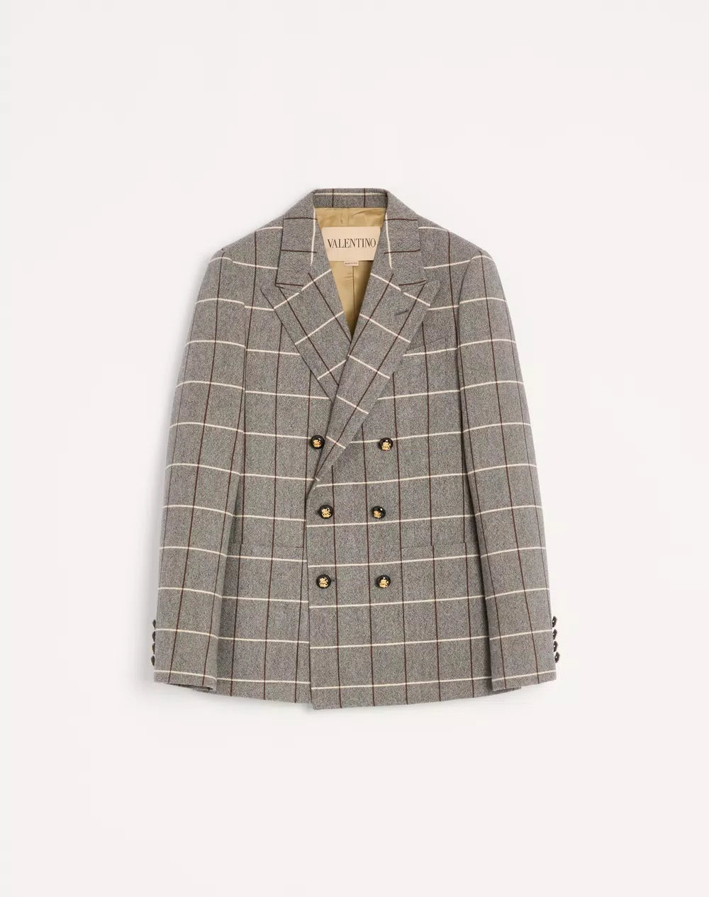 Valentino Double-Breasted Wool Jacket With Check Pattern
