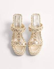 Rockstud Laminated Nappa Wedge Sandal 90 Mm