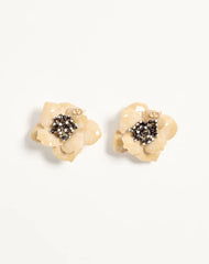 Fleur Lumineuse Earring In Metal, Enamel And Fabric