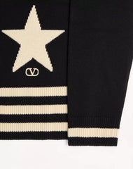 Valentino wool crewneck sweater with star motif and VLogo embroidery