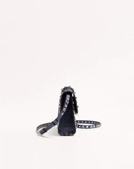 Valentino Garavani Rockstud Small Shoulder Bag In Laminated Calfskin With Cabochon Stones