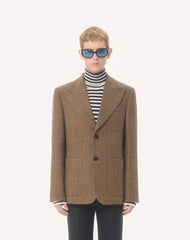 Valentino Single-Breasted Wool Jacket With Glen Plaid Pattern