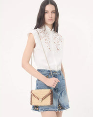 Mini Rockstud Raffia Shoulder Bag