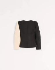 Wool Crepe Jacket With Contrasting Bow