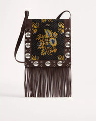 Valentino Garavani NellcÃ´te Shoulder Bag In Jacquard Fabric With Fringes