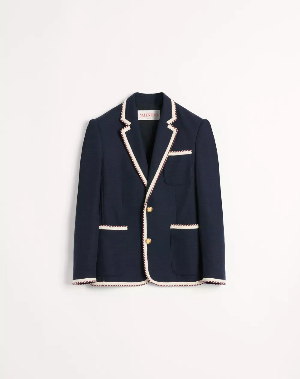 Single-Breasted Jersey Cotton Jacket With Torchon Piping