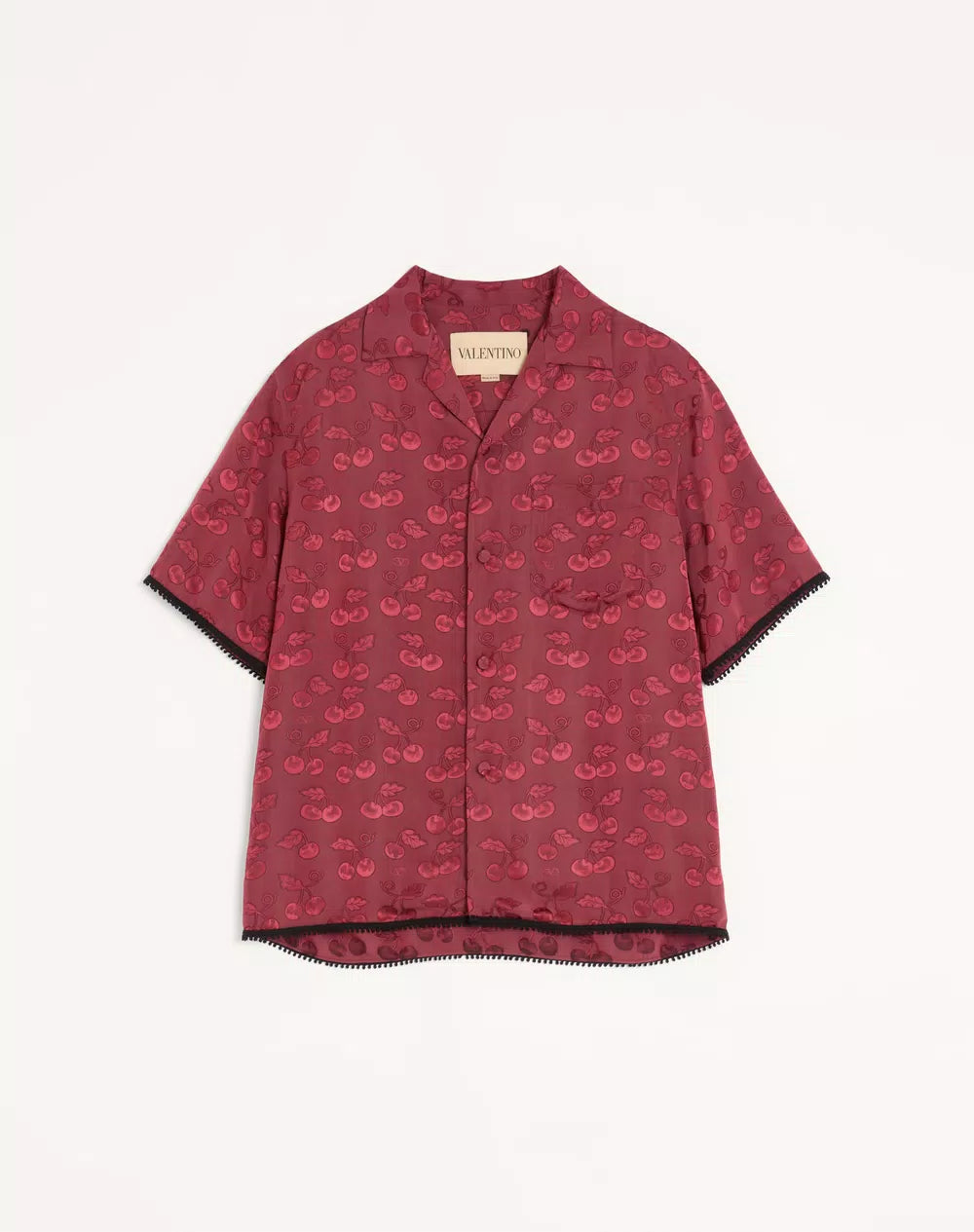 Valentino Viscose Bowling Shirt With Cherryfic Jacquard Pattern