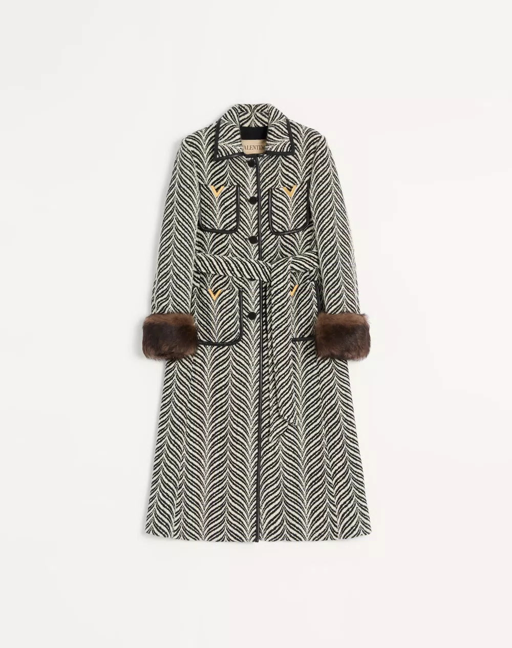Wool Cloth Coat With Fauve Eclat Animal Print