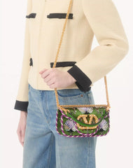 Valentino Garavani LocÃ² Small Embroidered Shoulder Bag With Jewel Logo