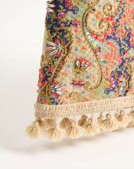 Embroidered Short Skirt On Piquet With Paisley Voyage Imaginaire Print