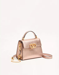 Valentino Garavani Vsling Mini Handbag In Laminated Grainy Calfskin With Jewel Logo