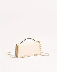 Rockstud Wallet With Chain In Grainy Calfskin
