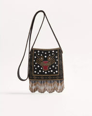 Valentino Garavani NellcÃ´te Small Embroidered Shoulder Bag With Fringes