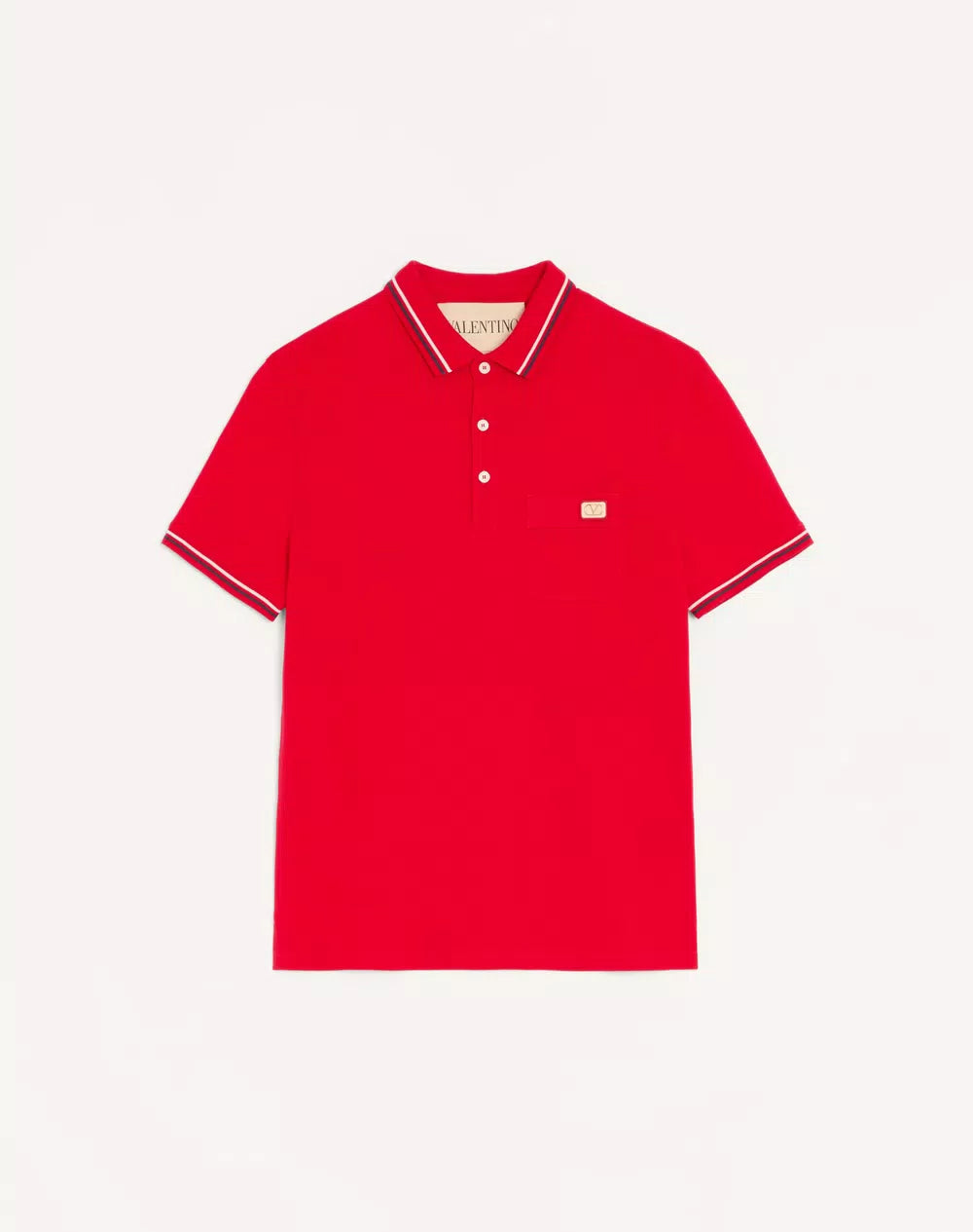 Cotton PiquÃ© Polo Shirt With VLogo Patch