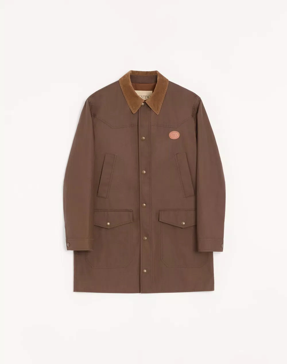 Valentino Waxed Cotton Coat With VLogo Patch
