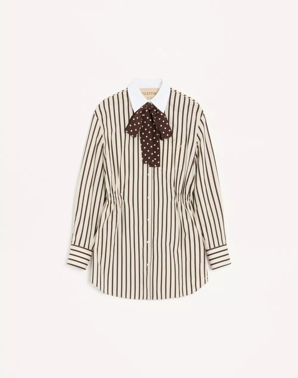 Short Dress In Printed Striped Poplin