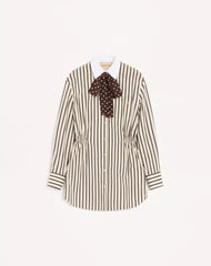 Short Dress In Printed Striped Poplin